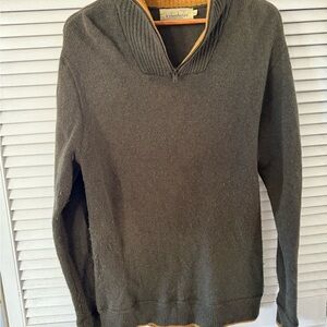 Irelandseye wool olive Mustard and Charcoal Sweater